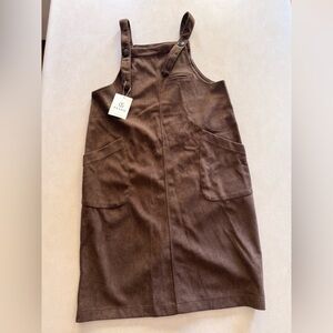NWT FLYGO Brown Corduroy Overall Shift Dress